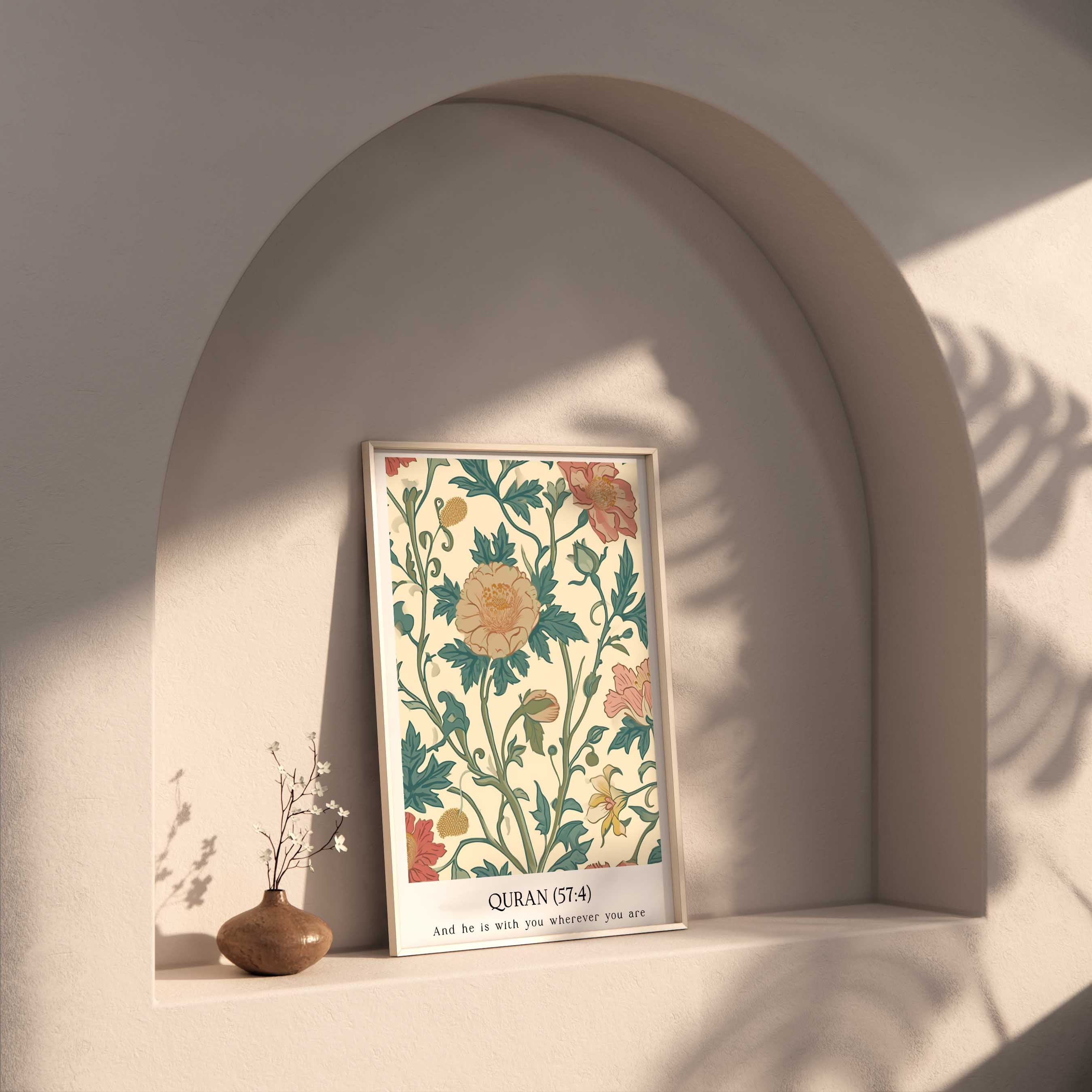 Quran verse with Floral Design Print