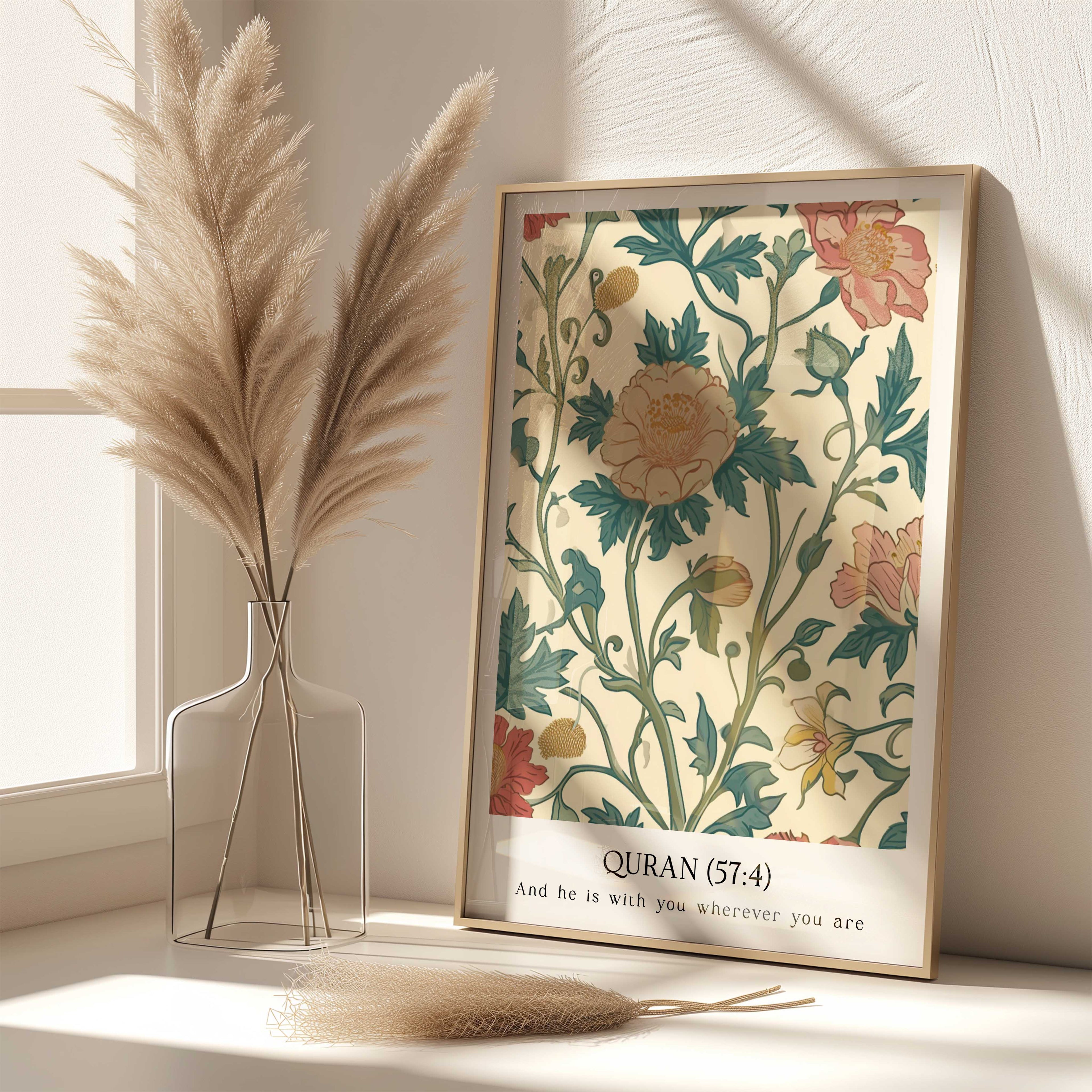 Quran verse with Floral Design Print