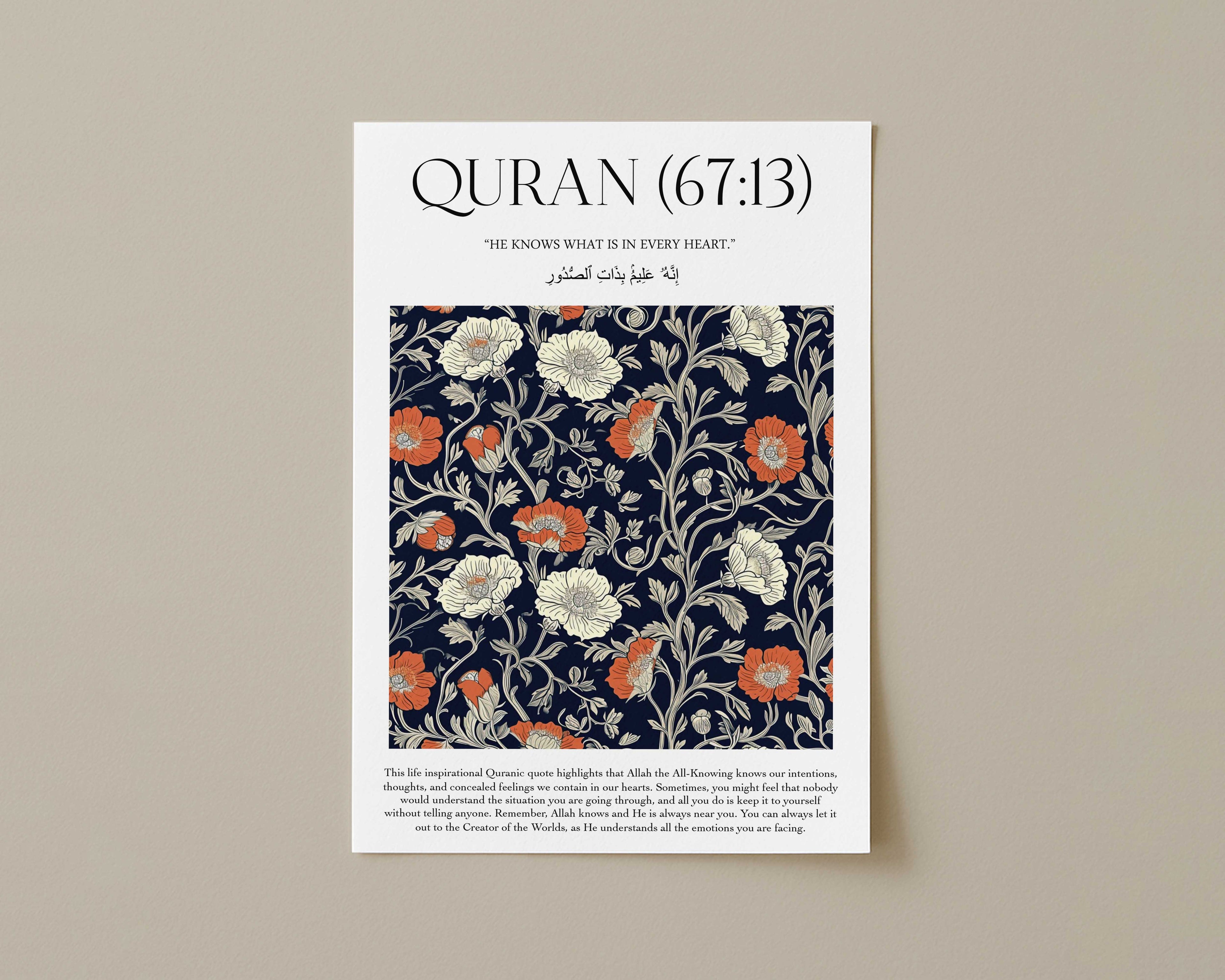 Quran verse with Floral Design Print