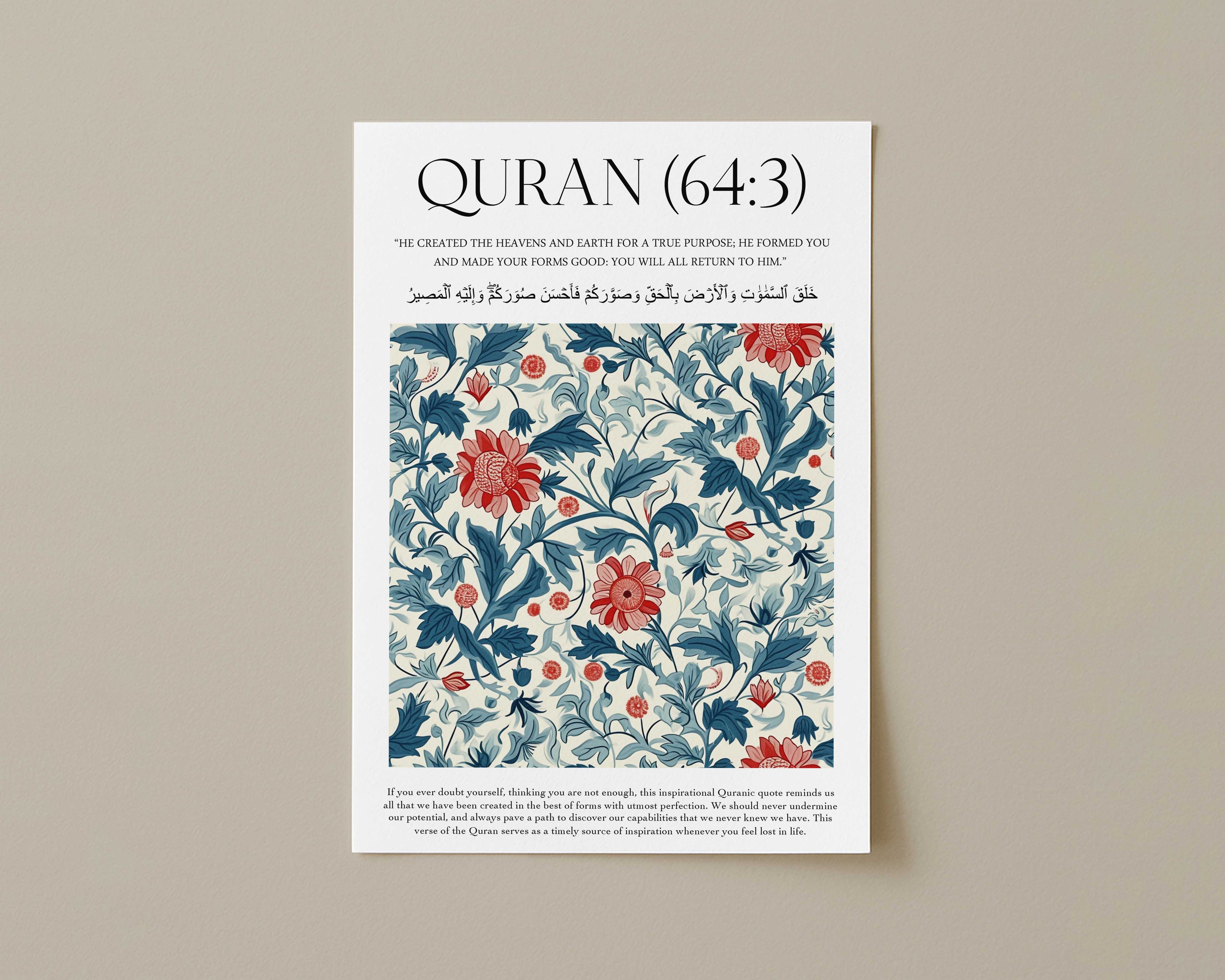 Quran verse with Floral Design Print