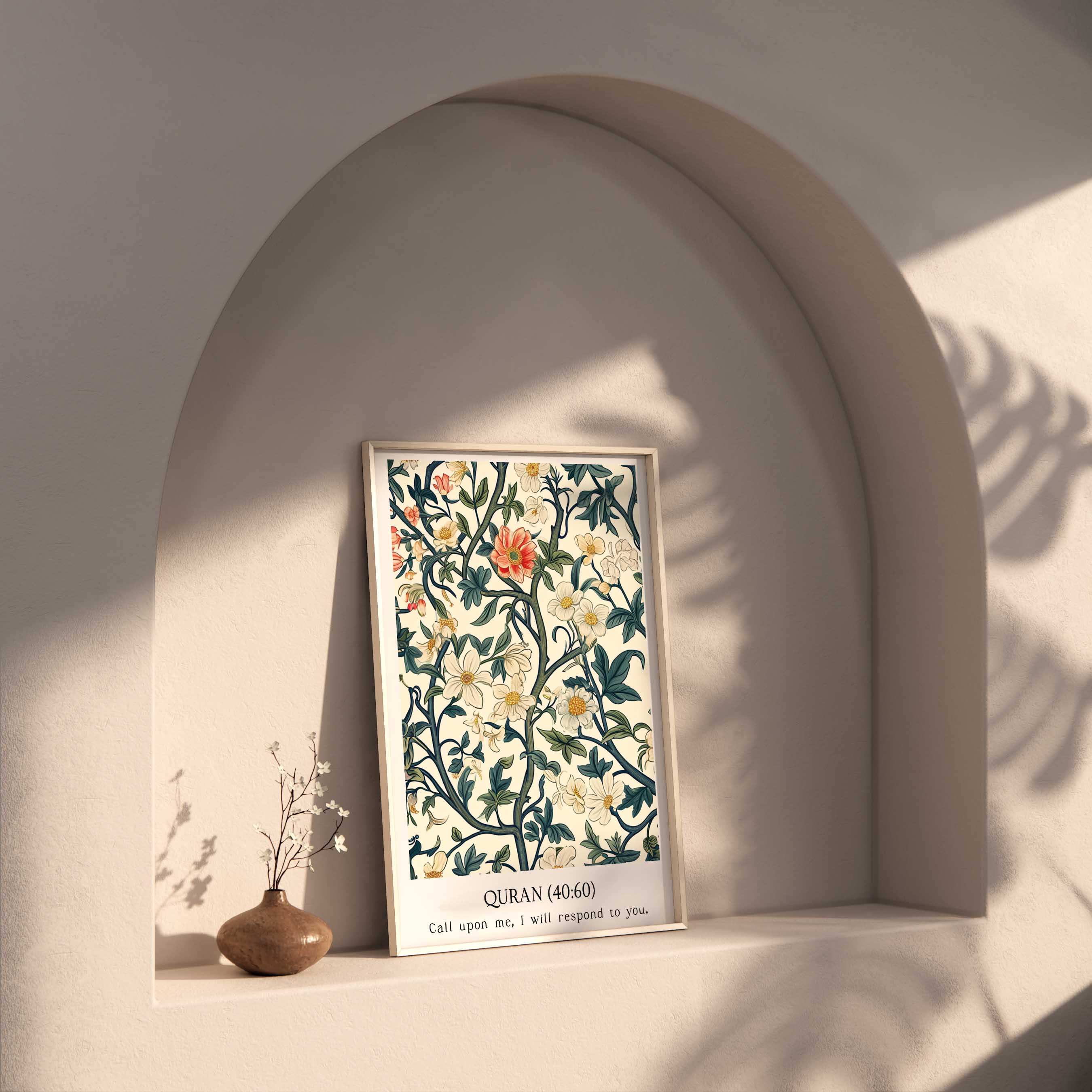 Quran verse with Floral Design Print