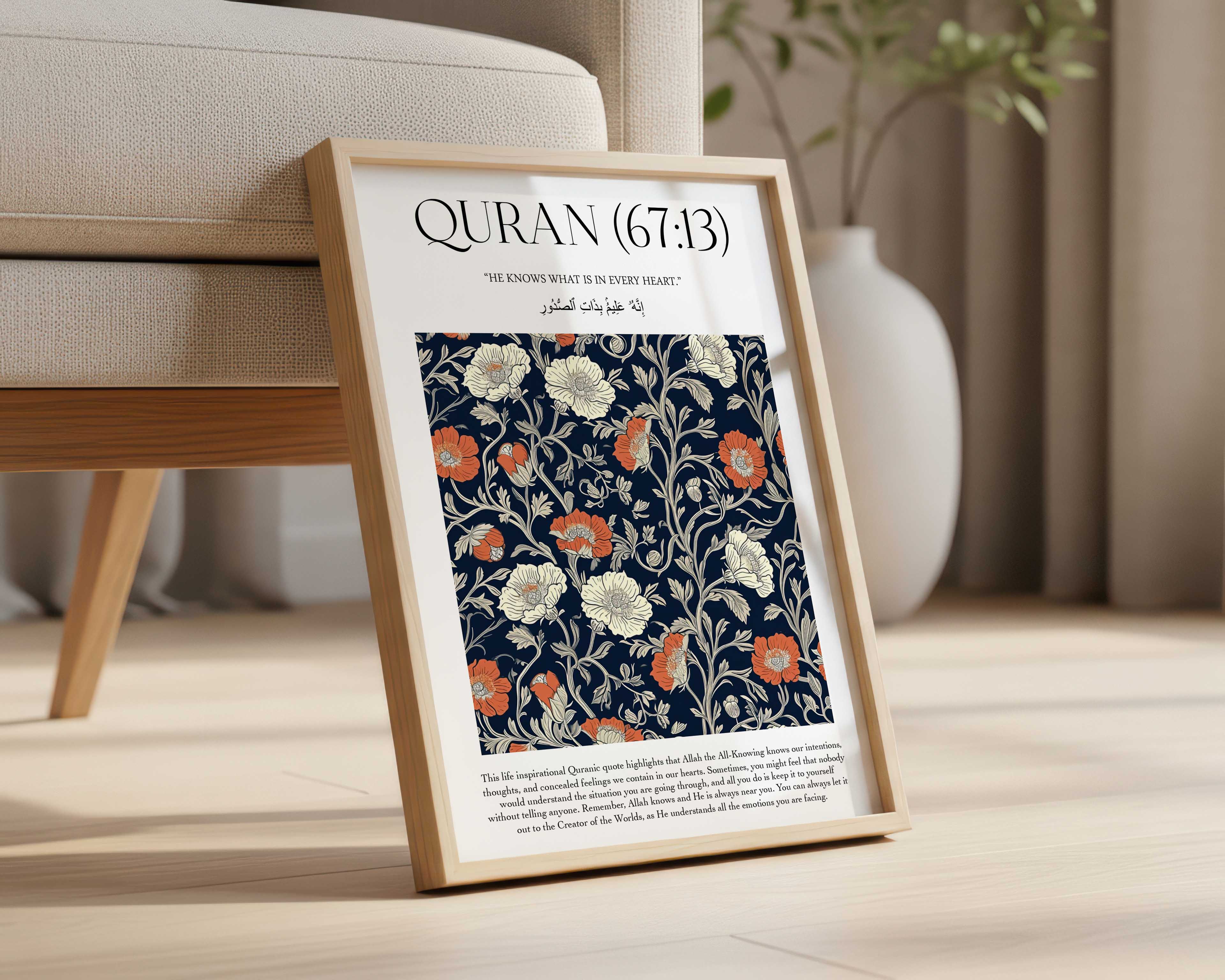 Quran verse with Floral Design Print