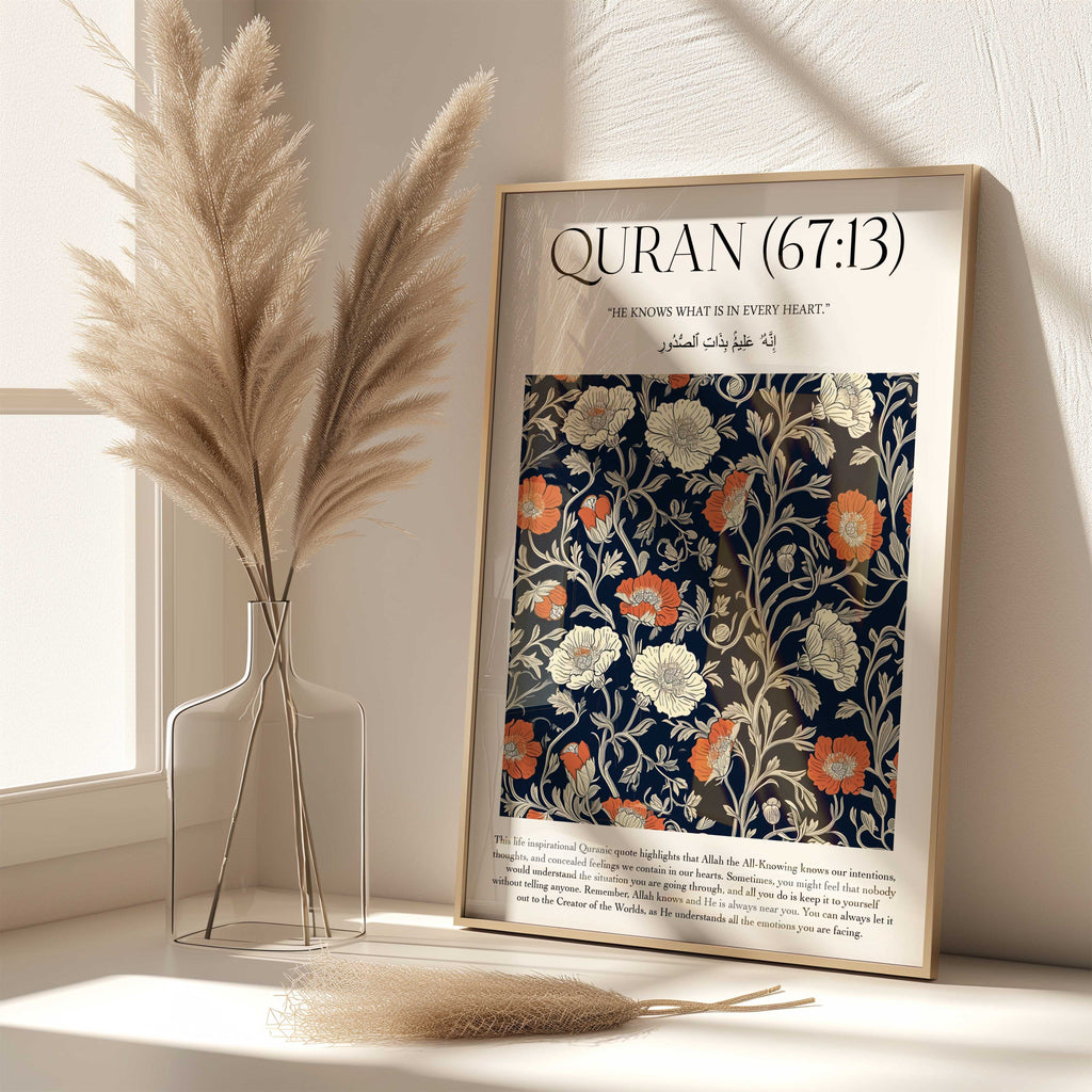 Quran verse with Floral Design Print
