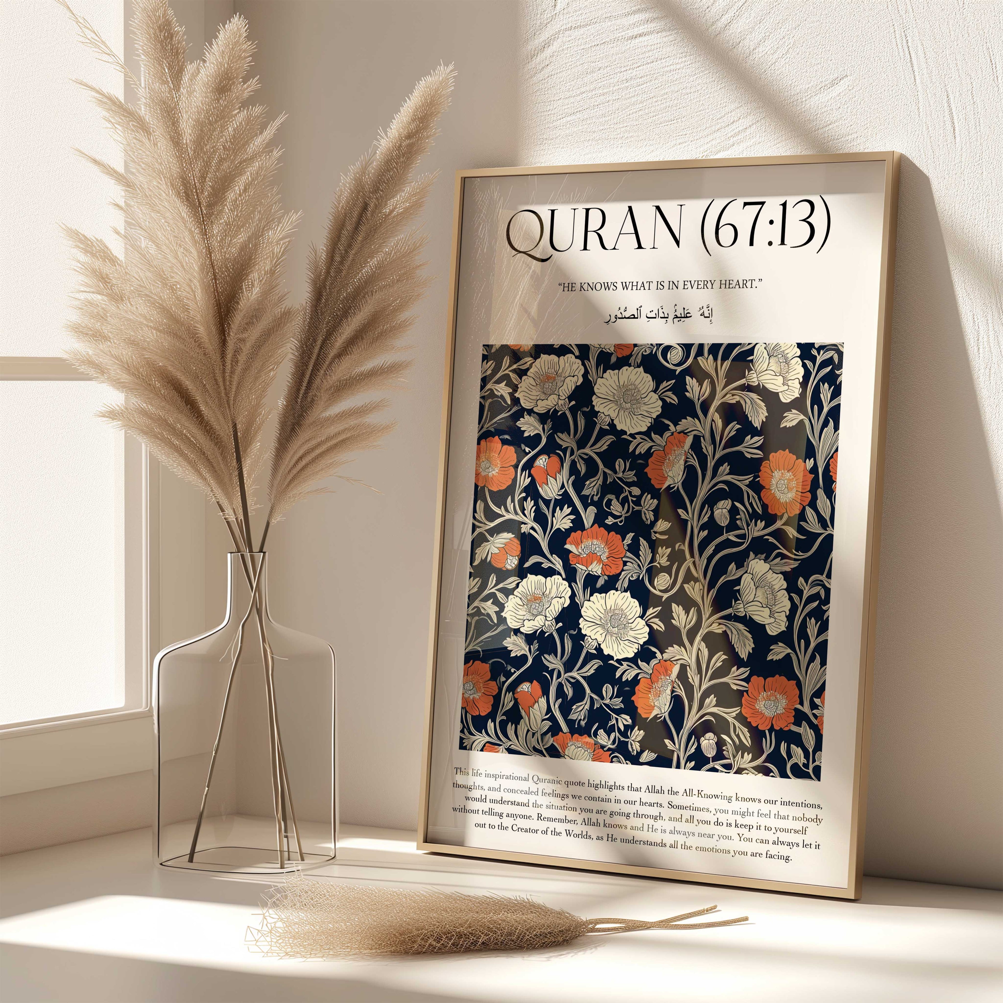 Quran verse with Floral Design Print