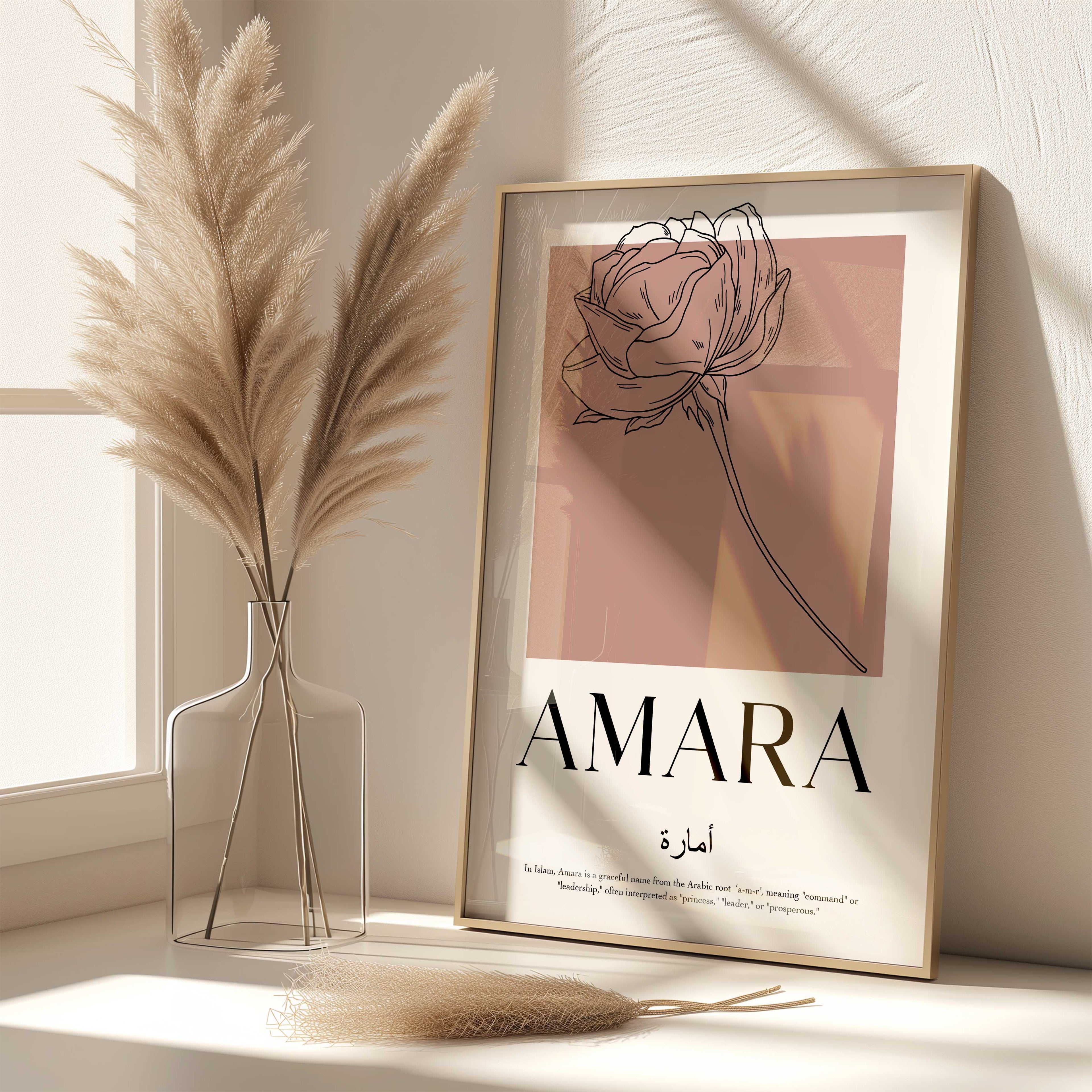 Tea Rose - Personalised Islamic Name Print