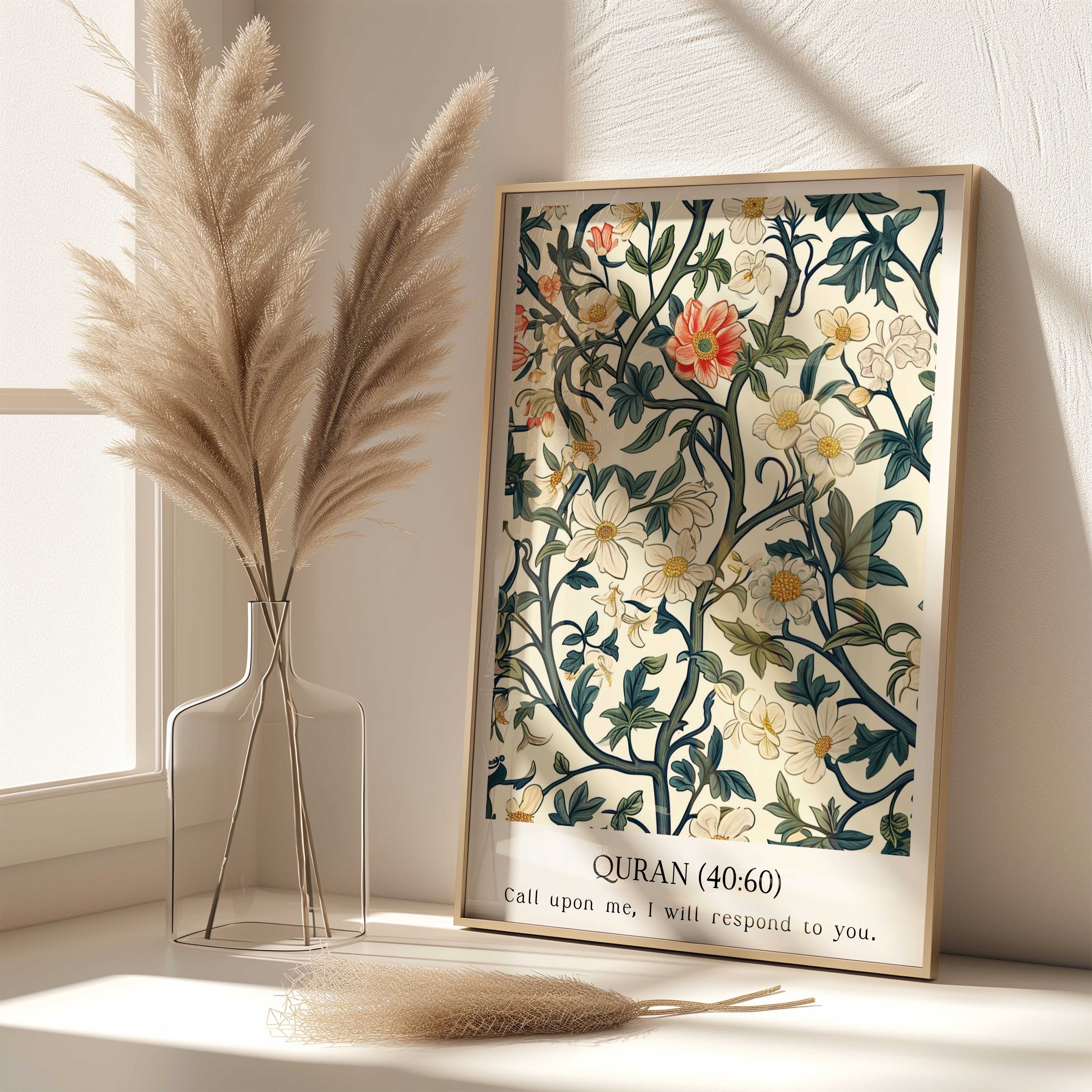 Quran verse with Floral Design Print