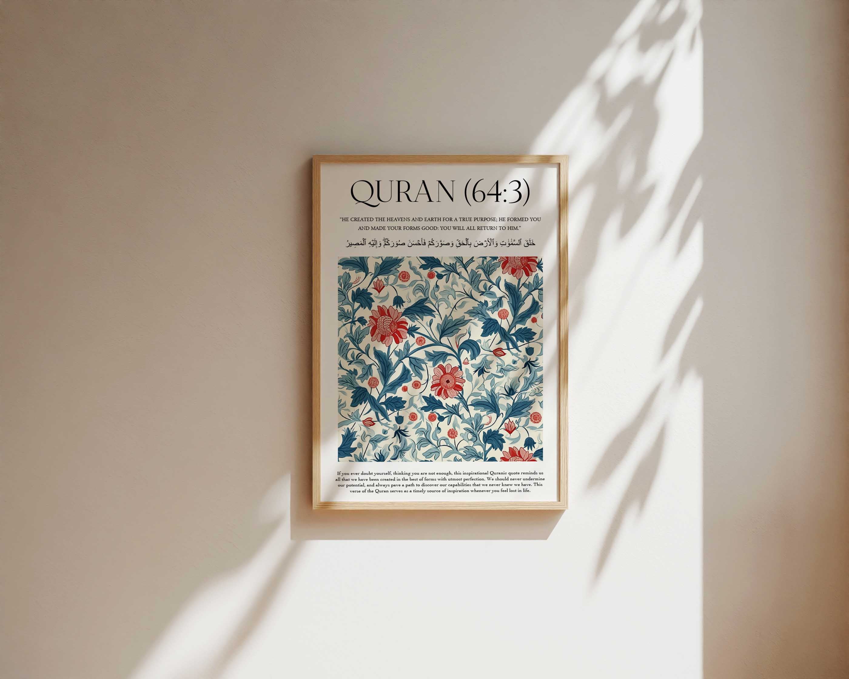 Quran verse with Floral Design Print