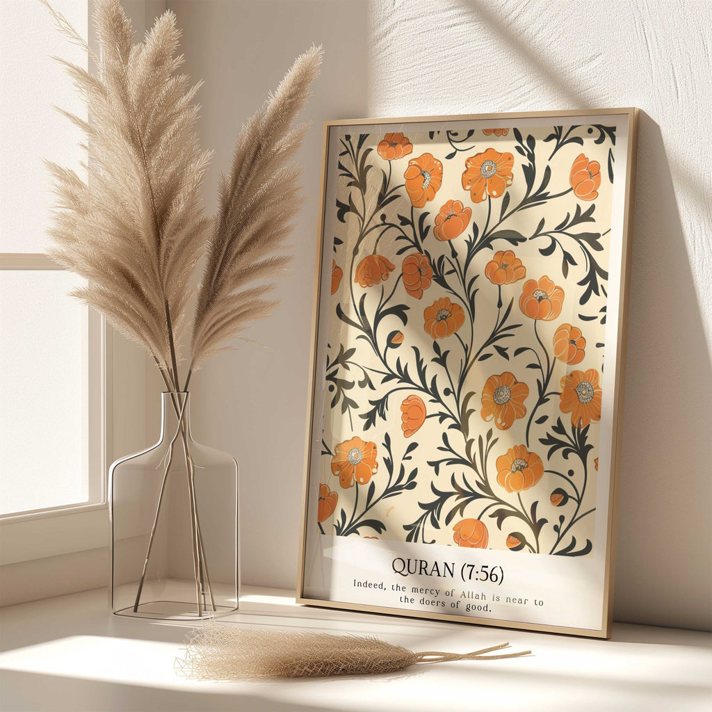 Quran verse with Floral Design Print