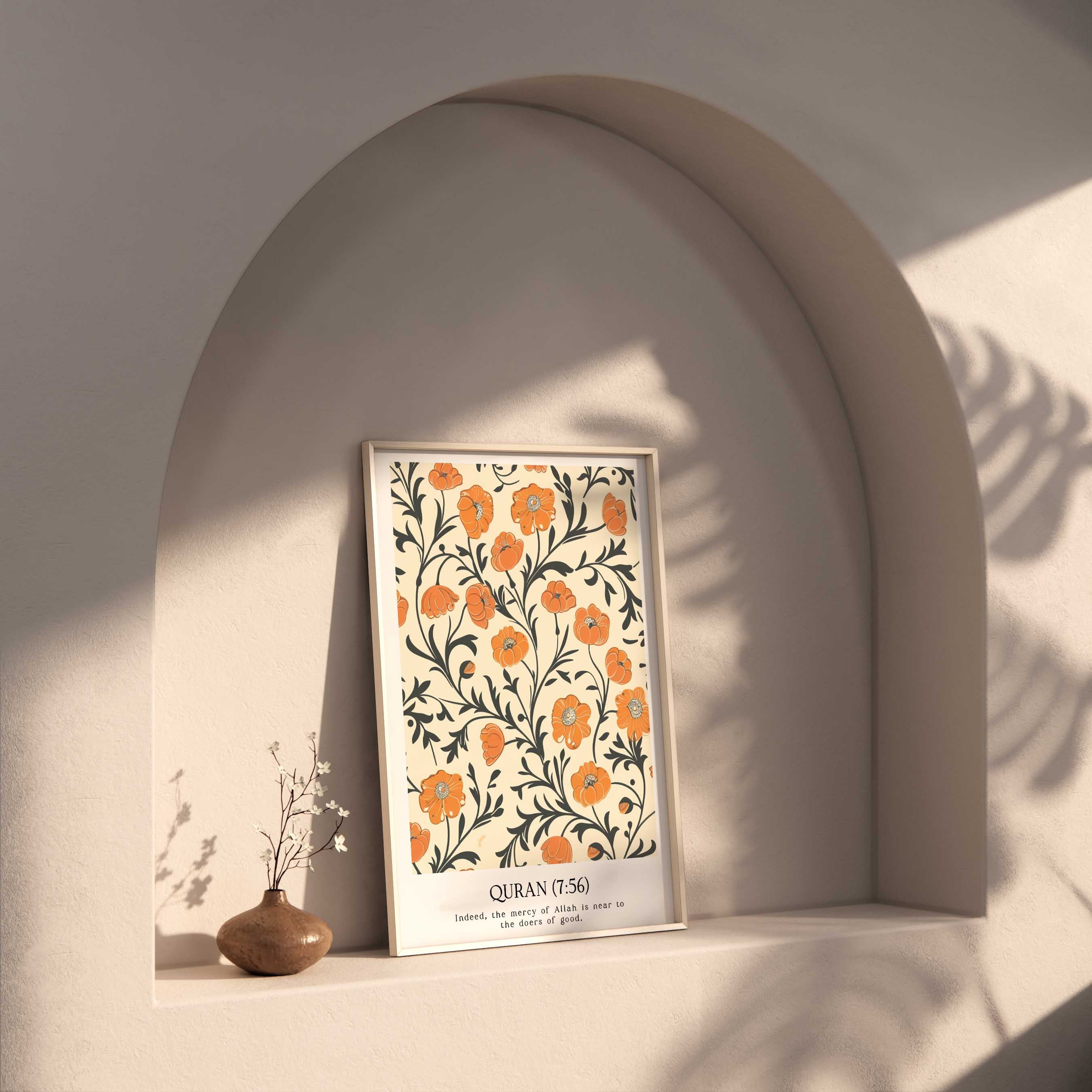 Quran verse with Floral Design Print