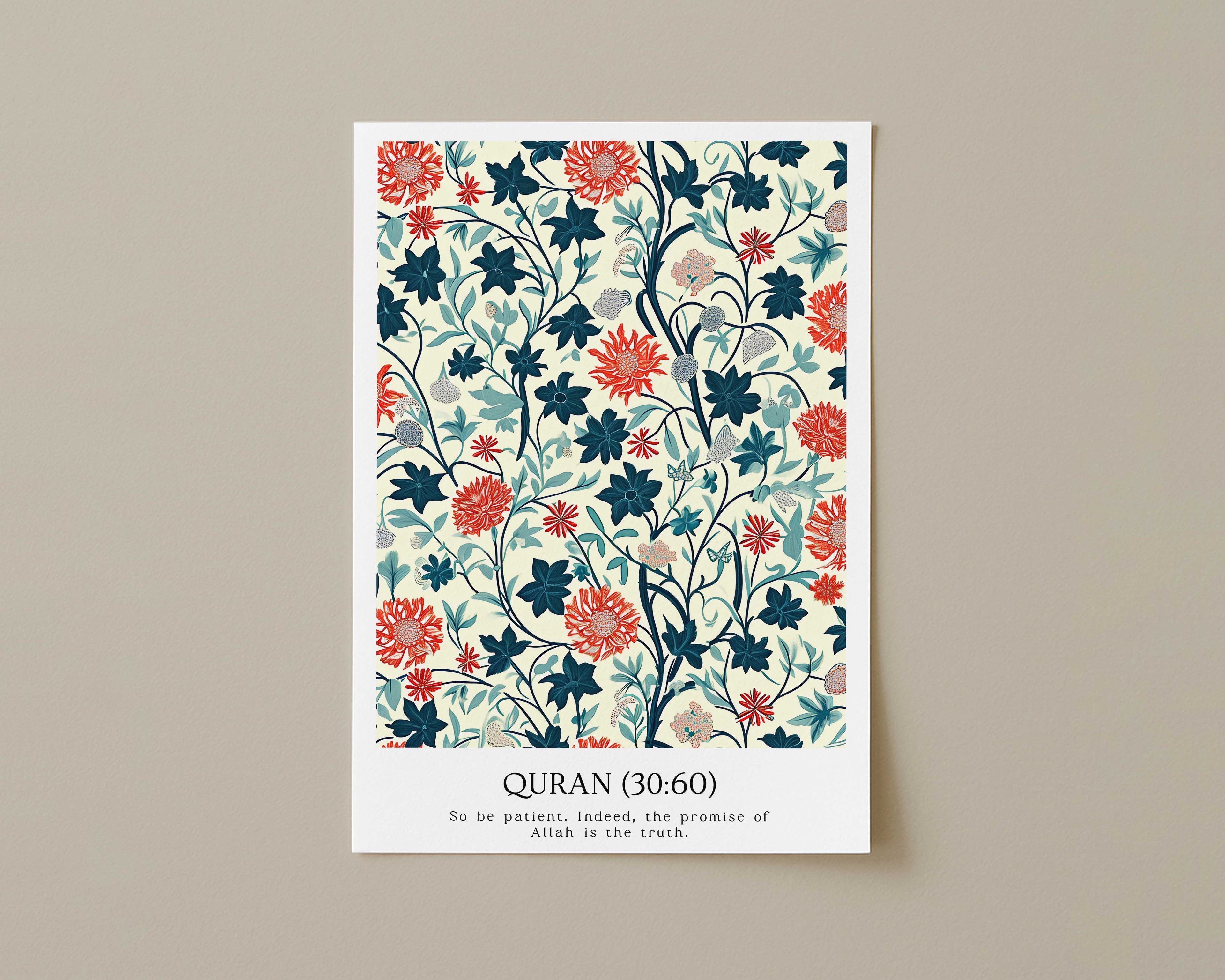 Quran verse with Floral Design Print
