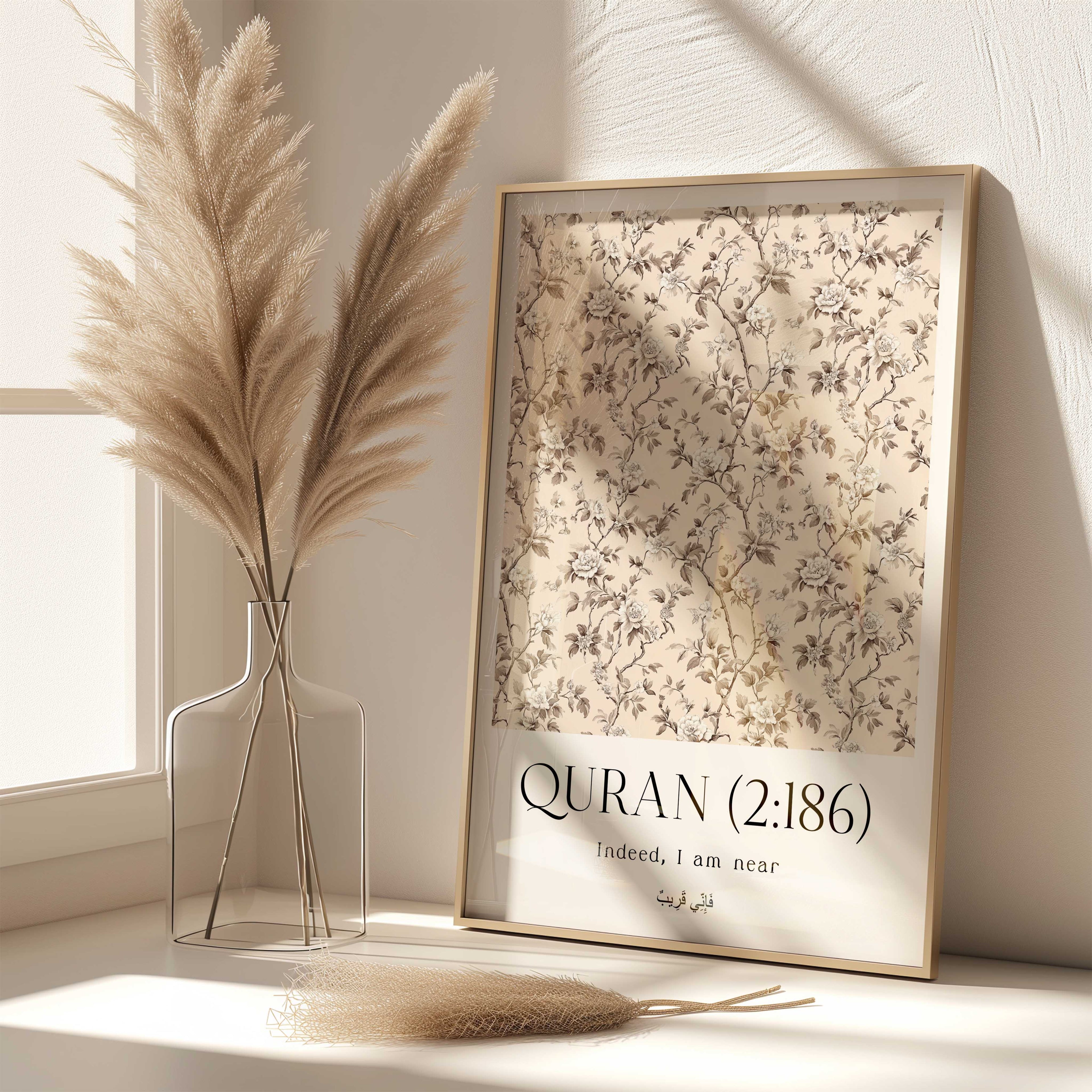 Quran verse with Floral Design Print