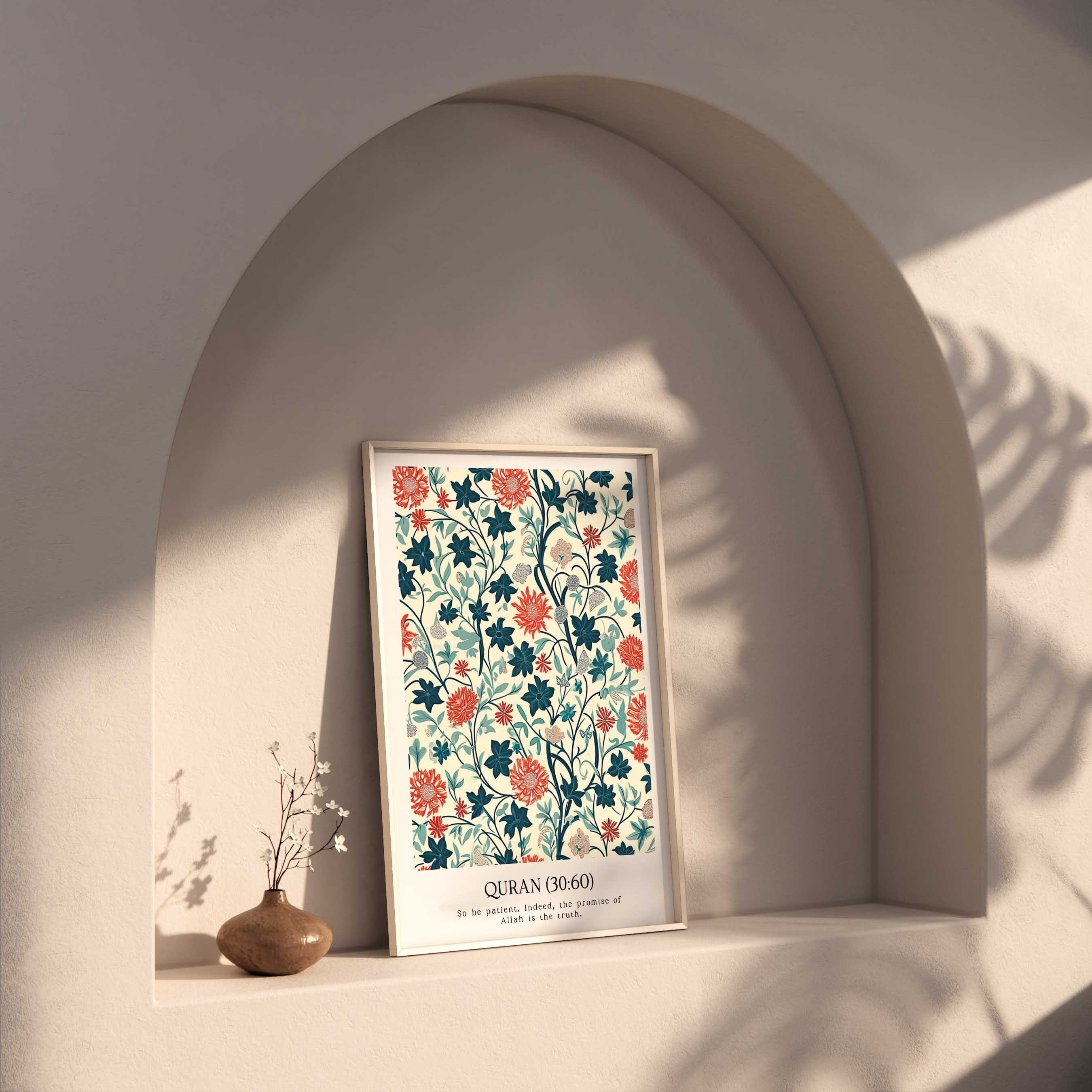 Quran verse with Floral Design Print